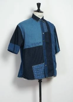KAPITAL KATMANDU | Short Sleeve Patchwork Shirt | Indigo -Mona Shop EK 1213 IDG Patchwork KATMANDU Shirt 2022 3