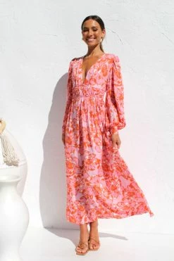 Olena Dress PINK FLORAL -Mona Shop IMG 2974 95826.1661399294