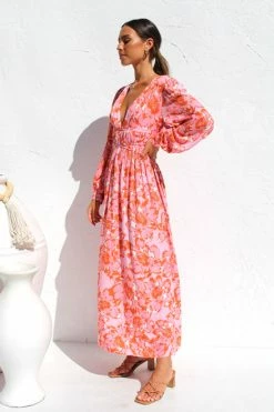 Olena Dress PINK FLORAL -Mona Shop IMG 3001 57978.1661399243