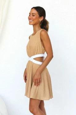 Soraya Dress TAN 5 Soraya Dress TAN -Mona Shop IMG 8964 57773.1675743885