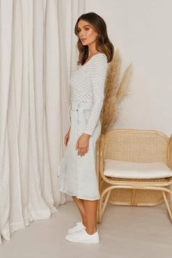 Pia Denim Skirt LIGHT WASH -Mona Shop L4A0592 20662.1597229598