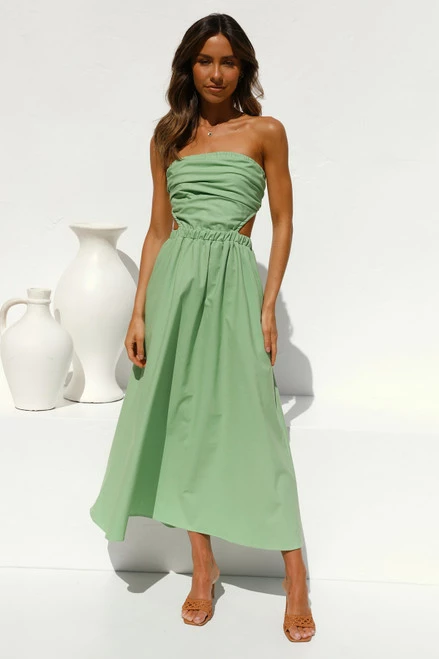 Dani Midi Dress GREEN Dani Midi Dress GREEN -Mona Shop L4A1326 14338.1638268836