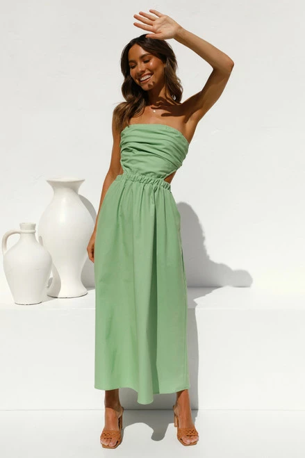 Dani Midi Dress GREEN Dani Midi Dress GREEN -Mona Shop L4A1329 29729.1638268845