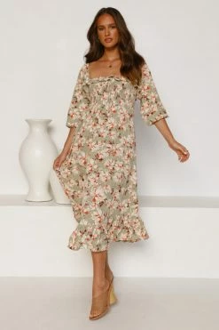 Neve Dress SAGE FLORAL -Mona Shop L4A2099 52077.1651553548