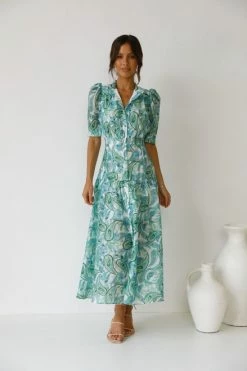 Shania Dress GREEN PAISLEY -Mona Shop L4A2726 88787.1638938370