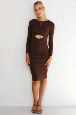 Idina Midi Dress CHOCOLATE