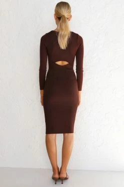 Idina Midi Dress CHOCOLATE 5 Idina Midi Dress CHOCOLATE -Mona Shop L4A9343 66945.1622694746