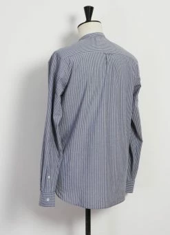 HANSEN GARMENTS ANTE | Collarless Shirt | Small Blue Stripes -Mona Shop ante collarless shirt small blue stripes hansen garments 499126