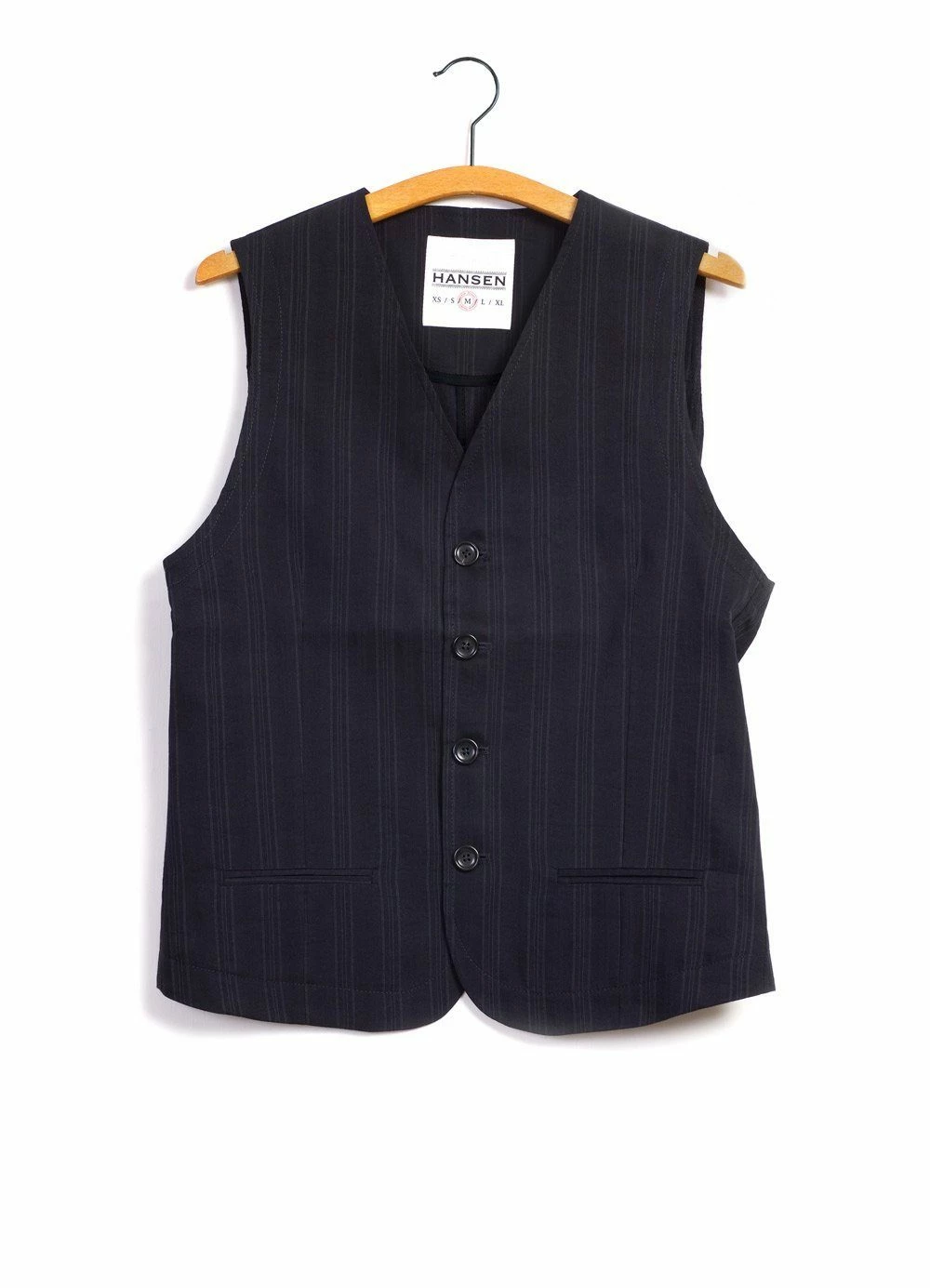 DANIEL | 4-Button Waistcoat | Black Stripe HANSEN GARMENTS DANIEL | 4-Button Waistcoat | Black Stripe -Mona Shop daniel 4 button waistcoat black stripe 255 169557