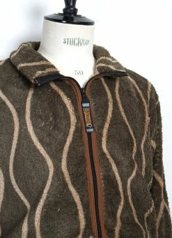 KAPITAL DRUNK STRIPE | Fleece Jacket | Khaki -Mona Shop drunk stripe fleece jacket khaki kapital 563752