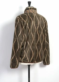 KAPITAL DRUNK STRIPE | Fleece Jacket | Khaki -Mona Shop drunk stripe fleece jacket khaki kapital 718054