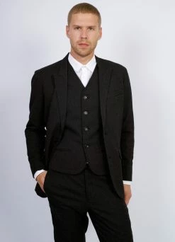 HANSEN GARMENTS FREDE | Pointed Lapel 2-Button Blazer | Slate -Mona Shop frede pointed lapel 2 button blazer slate 430 456142