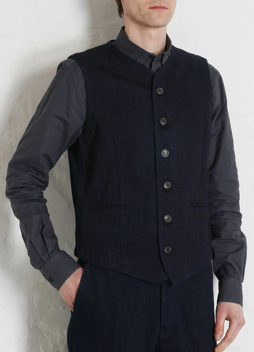 KAJ | Casual Waistcoat | Black Indigo HANSEN GARMENTS KAJ | Casual Waistcoat | Black Indigo -Mona Shop kaj casual waistcoat black indigo hansen garments 155658