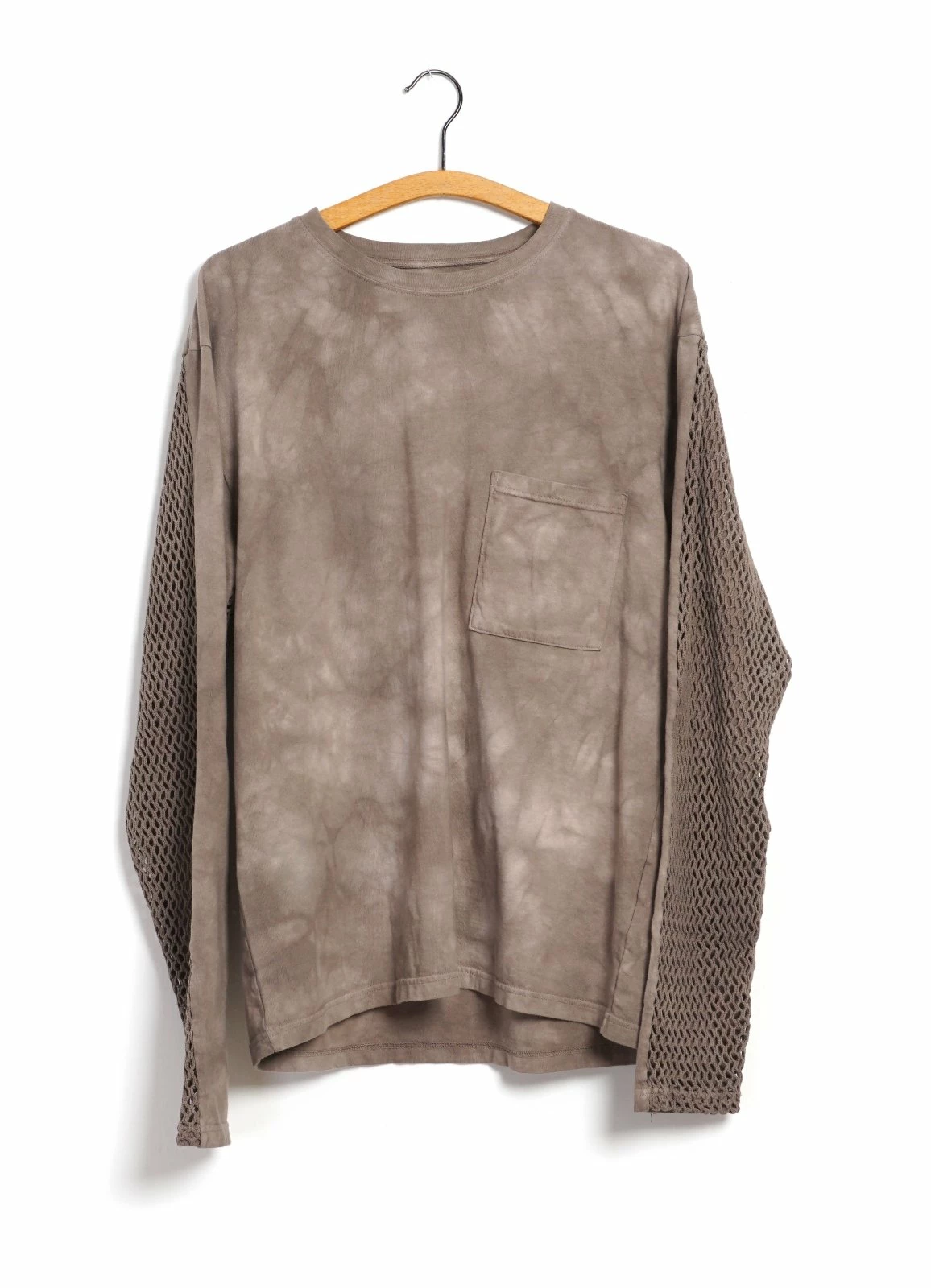 KATABIRA | Mesh Long Sleeve Tee | Grey KAPITAL KATABIRA | Mesh Long Sleeve Tee | Grey -Mona Shop katabira mesh long sleeve tee grey kapital 124290