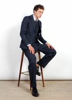 HANSEN GARMENTS KRISTIAN | Two Button Blazer | Navy Melange -Mona Shop kristian two button blazer navy melange 733542