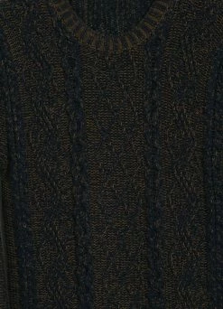 INIS MEÁIN PLATED BEACH SWEATER | Pima Cotton Knitwear | Brown/Navy -Mona Shop plated beach sweater pima cotton knitwear brownnavy inis meain 633130