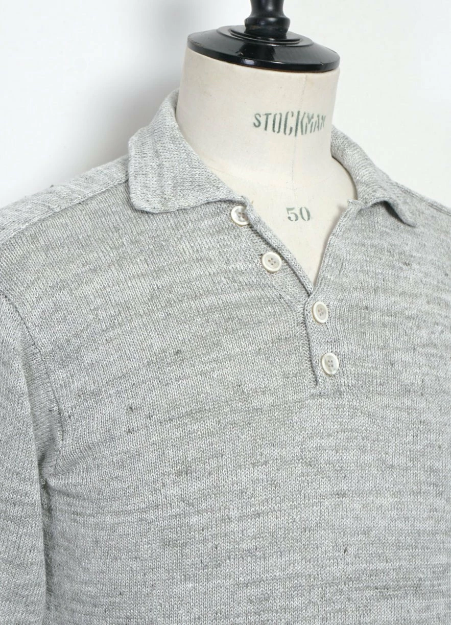 INIS MEÁIN POLO SHIRT | Linen Long-Sleeved Polo Knit | Papyrus - Image 2