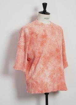 Mona Shop -Mona Shop tie dye t shirt enzyme silicon washed thermal crewneck pink monitaly 957748