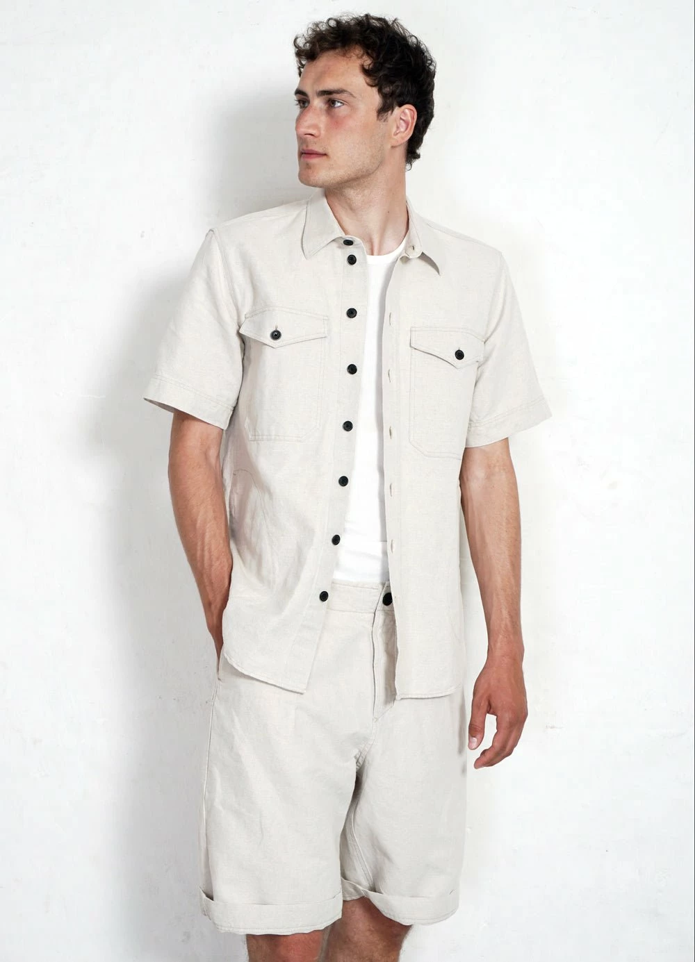 VILLY | Short Sleeve Shirt | Flax Nature HANSEN GARMENTS VILLY | Short Sleeve Shirt | Flax Nature -Mona Shop villy short sleeve shirt flax nature hansen garments 306621