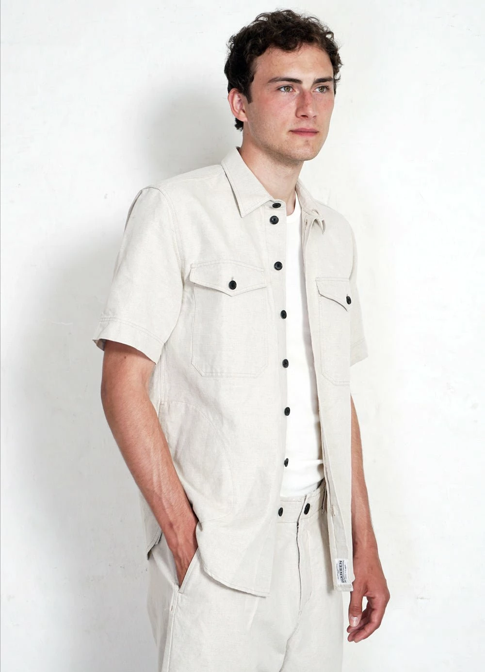 VILLY | Short Sleeve Shirt | Flax Nature HANSEN GARMENTS VILLY | Short Sleeve Shirt | Flax Nature -Mona Shop villy short sleeve shirt flax nature hansen garments 714899