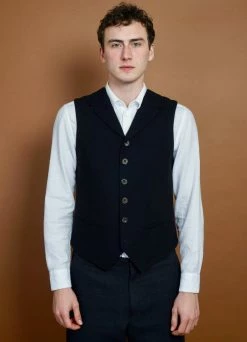 HANSEN GARMENTS WILLIAM | Lapel Waistcoat | Deep Indigo -Mona Shop william lapel waistcoat deep indigo hansen garments 485654